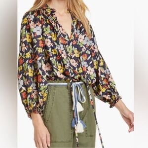 THE GREAT. Silk Floral Blouse